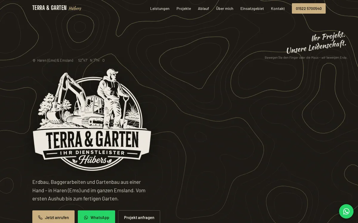 Startseite der Beispiel-Website Terra & Garten Hübers